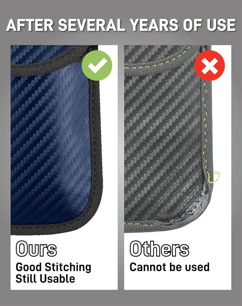 Vammcht Upgraded Faraday Bag for Key Fob (2 Pack), Premium Faraday Key Fob Protector– Car RFID Signal Blocking, Car Security Protection, Anti-Theft Pouch, Anti-Hacking Case Blocker Blue - Image 5